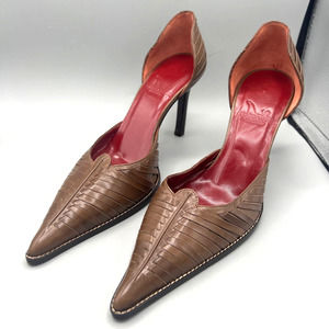 Boccaccini womens woven leather pointed heels sz 36.5
